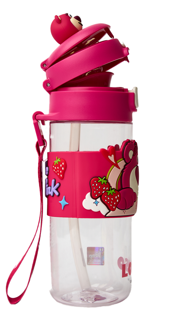 Бутылка для воды детская - LOTSO (Мишка), 600 мл, с трубочкой