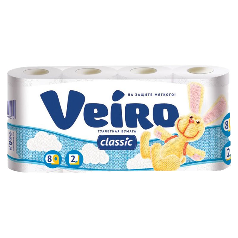 Туалетная бумага Linia VEIRO Classic Белая 2сл. (8шт в упак)- главное фото